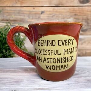 GRYPHONWARE
BEHIND EVERY SUCCESSFUL MAN IS AN ASTONISHED WOMAN RED GLAZED MUG